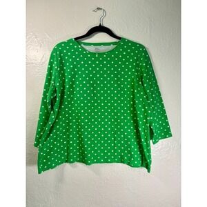 Kim Rogers XL Polka Dot Perfectly Soft Long Sleeve Top 100% Cotton Bold Cute